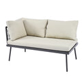 Modern Outdoor 3 Piece Pe Rattan Sofa Set All Weather Patio Metal Sectional Furniture Set With Cushions And Glass Table For Backyard, Poolside, Garden,Black,L Shaped Yes Sectional Black Seats 4 Weather Resistant Frame Water Resistant Cushion Garden &