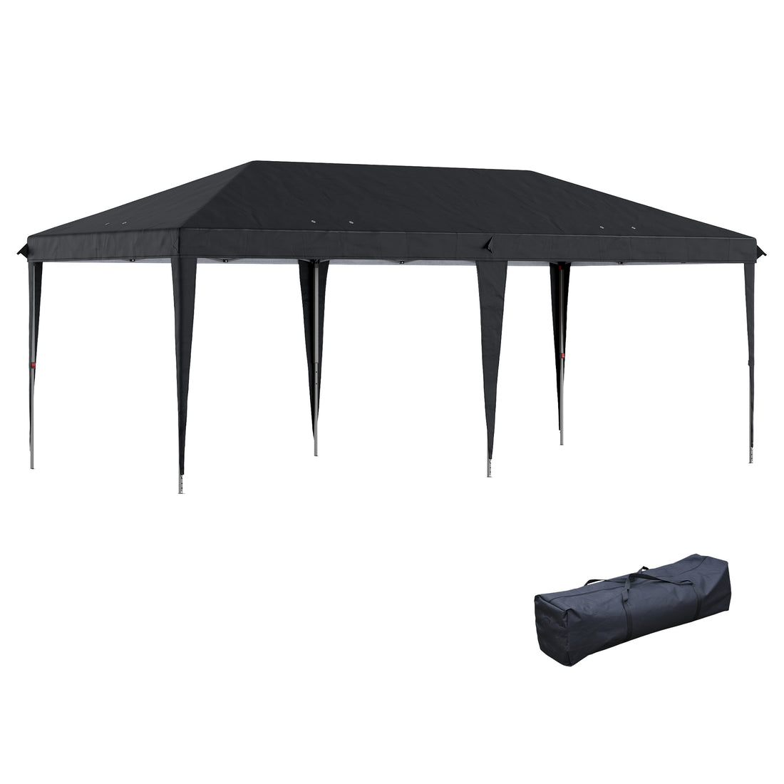 Outsunny 10' X 20' Pop Up Canopy Tent, Upgraded Heavy Duty Tents For Parties, Outdoor Instant Gazebo Sun Shade Shelter With Carry Bag, For Catering, Events, Wedding, Backyard Bbq, Black Black Steel