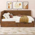 Twin Size Wood Daybed With 2 Drawers And Rustic Guardrail, Ancient Brown Expected Arrival Time: 8.28 Box Spring Not Required Twin Brown Wood Daybeds Solid Wood Mdf