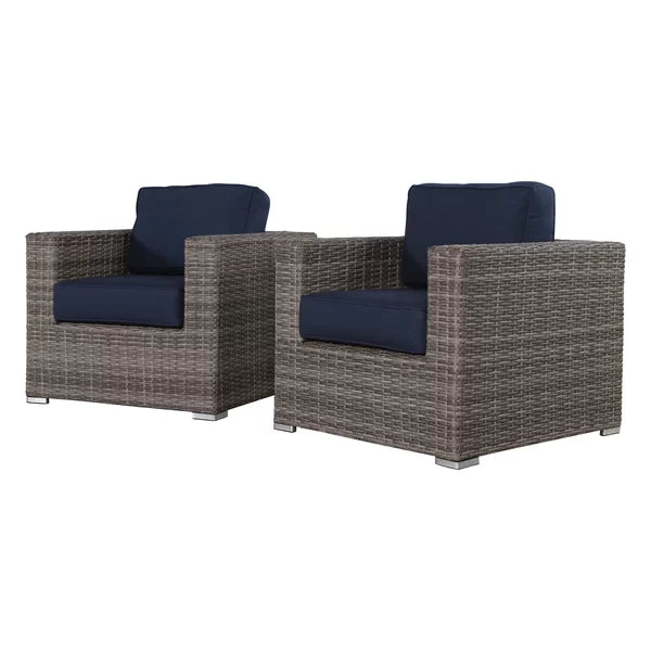 Wicker Club Chair Sunbrella Grey Brown Gray,Navy Blue Wicker