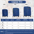 Softside Luggage Expandable 3 Piece Set Suitcase With Duffel Bag Upright Spinner Softshell Lightweight Luggage Travel Set Navy Blue Polyester