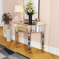 Mirrored Half Moon Console Table, Hd Glass Entryway Table With 1 Drawer, 39