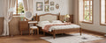 3 Pieces Bedroom Set With Queen Size Wooden Bed Frame, 1 Vintage Nightstand And 1 Makeup Vanity Set With Stool,Walnut Expected Arrival Time: 08.23 Queen Walnut 3 Piece Set Wood