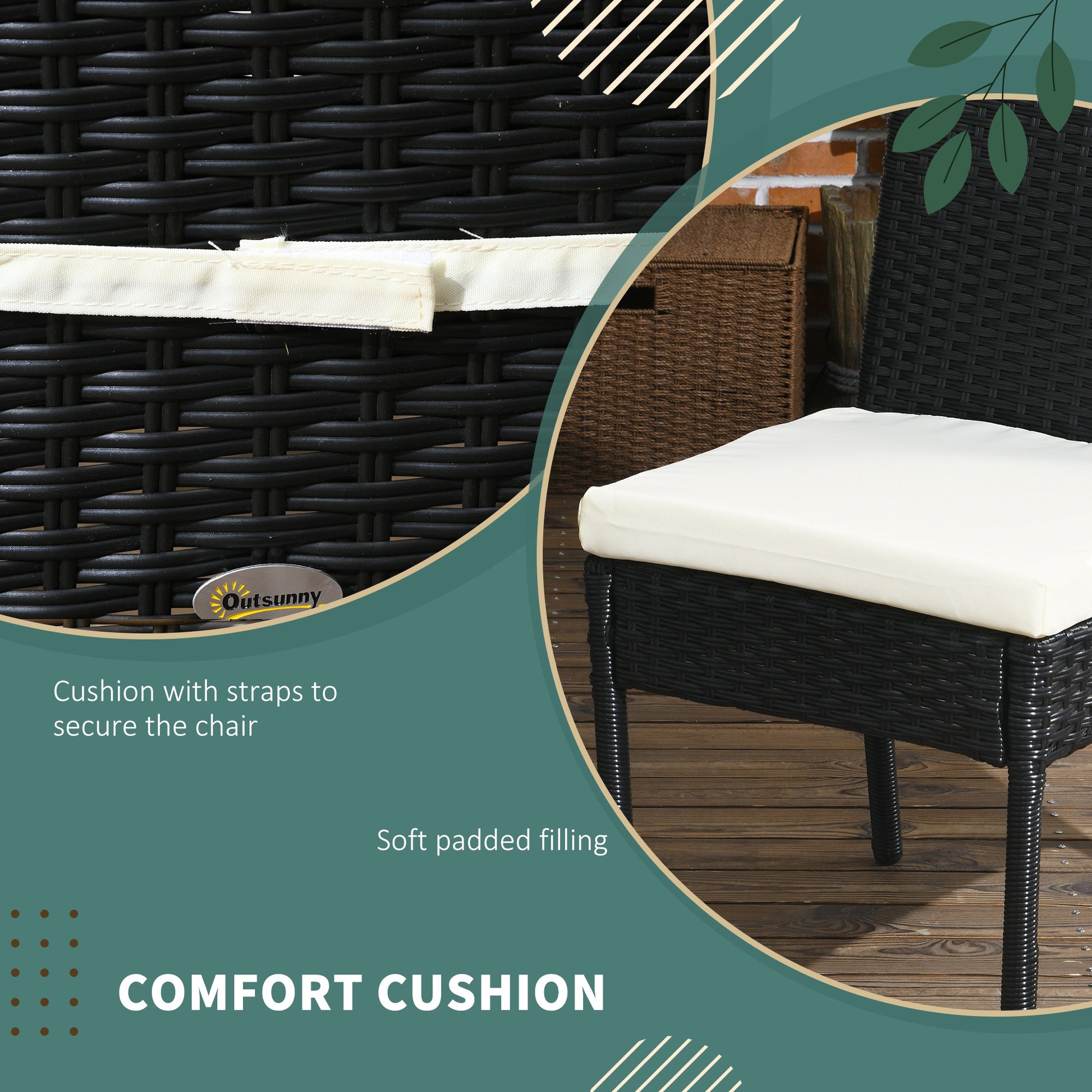 Outsunny 4 Pe Rattan Outdoor Dining Chairs With Cushions, Patio Wicker Dining Chairs With Backrests For Porch, Deck, Garden, Cream White Cream White Steel