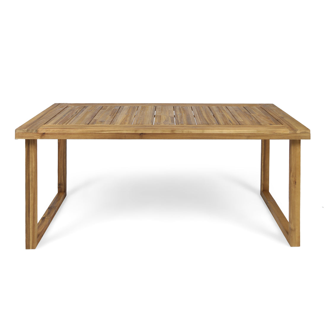 Outdoor 69" Acacia Wood Dining Table, Sandblast Natural Finish Natural Acacia Wood