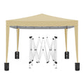 10'X10' Folding Canopy With 4 Removable Sidewalls Outdoor Event Shelter Upf 50 Gazebo Portable Tents For Parties Beach Camping Wedding Ez Pop Up Canopy 4Pcs Weight Bag Carry Bag Beige Metal