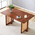 Chinese Country Retro Solid Wood Dining Table, Simple Modern Imitation Rattan Dining Table, Wooden Dining Table, Desk. Suitable For Dining Room, Living Room, Office Walnut Rubber Wood
