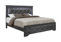 Shaker Crocodile Metallic Grey King Bed With Led Metallic Grey Solid Wood Mdf