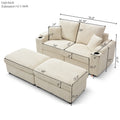 Loveseat With Ottomans,Corduroy Fabric Modular Sectional Sofa,Comfy Deep Plush Couch With Ottomans And Two Pillows,For Small Spaces, Living Room,Bedroom, Office, 5 Colors,Cream Cream Wood Primary