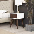 Avery Solid Wood Night Stand 1 Drawer Dark Brown,White Brown 1 Drawer Bedroom Walnut Solid Wood White Solid Wood