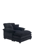 56.3 Inch Corduroy Single Sofa With 2 Toss Pillows And A Ottoman ,Comfy Sofa Deep Seat Couch For Living Room Black Foam 1 Seat