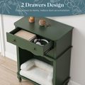 Pet Storage Cabinet2 Drawers And Semi Open Space, Hidden Cat Litter Box, Multi Functional End Table Green Green Wood