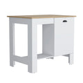 Atenea Kitchen Island, Single Door Cabinet, Shelf White Macadamia White Particle Board