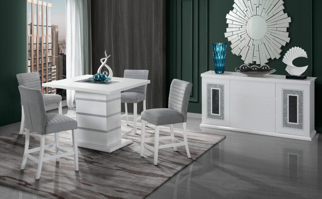 Ariya White Bar Table White Rubber Wood