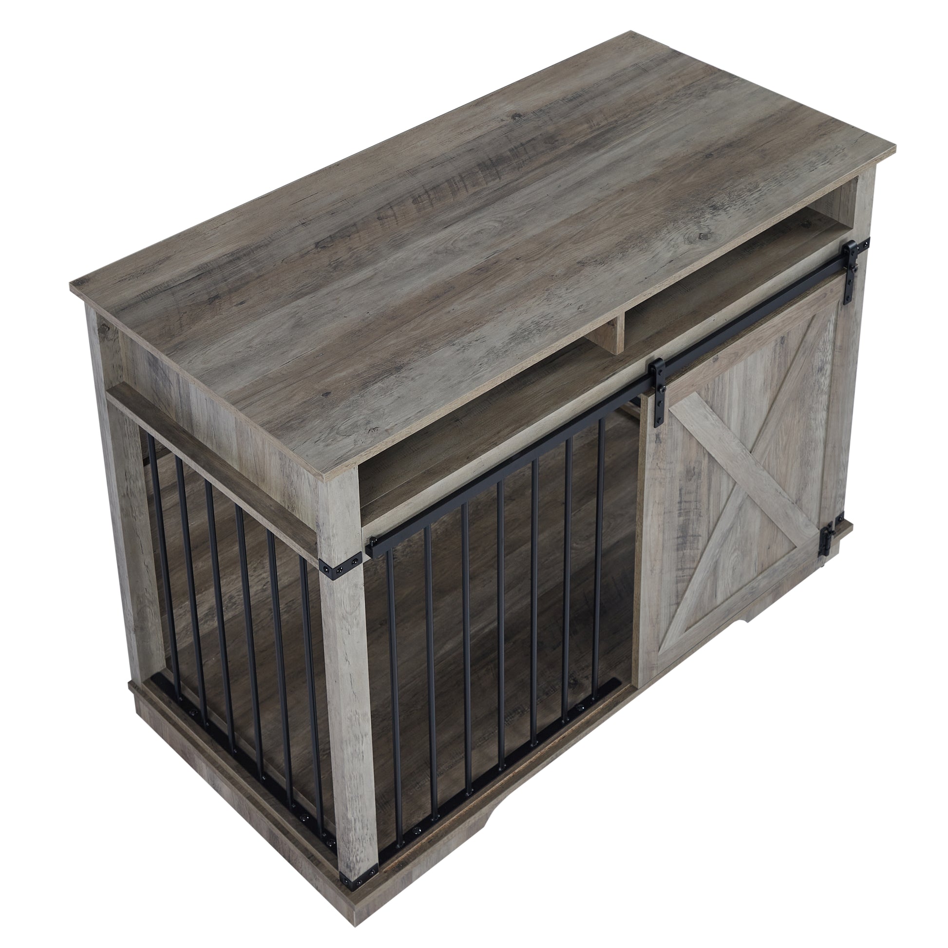 Wf005 Gw,The Dog Cage Has A Large Space Gray Linen