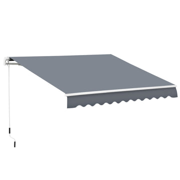 Outsunny 10' X 8' Retractable Awning, Patio Awnings, Sunshade Shelter W Manual Crank Handle, Uv & Water Resistant Fabric And Aluminum Frame For Deck, Balcony, Yard, Dark Gray Dark Grey Aluminum