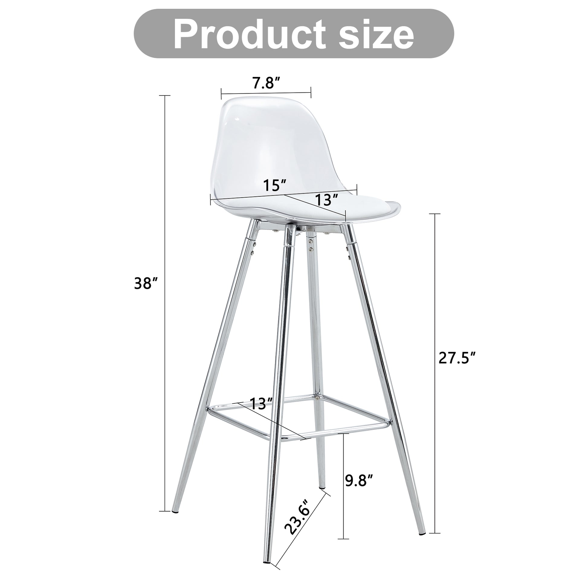 Modern And Comfortable Upholstered Bar Chairs, Metal Legs, Small Size Bar Chairs, Suitable For Part Of The Crowd, Stylish Design For Dining Room, Kitchen, Terrace And Living Room Chairs. White