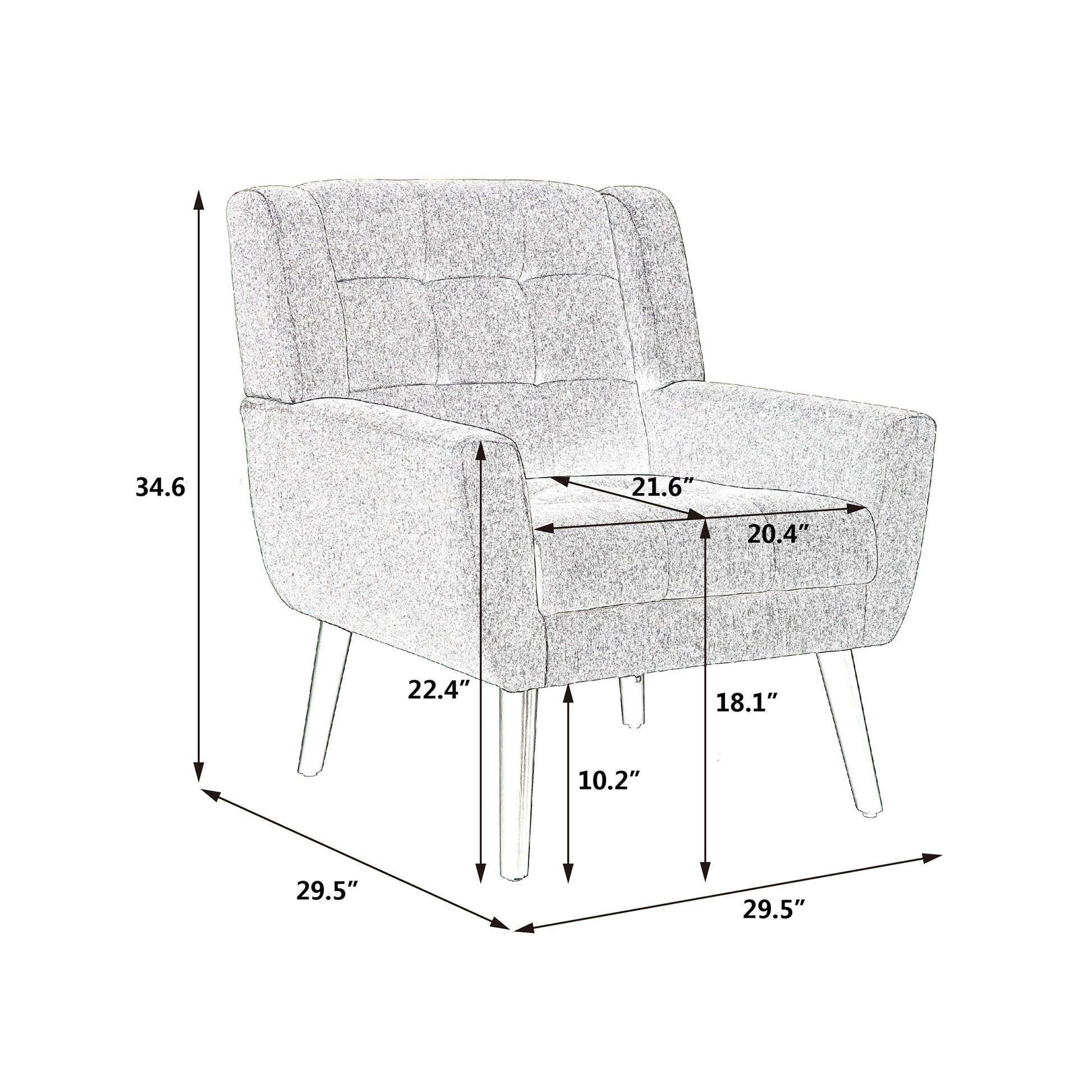 Modern Soft Teddy Material Ergonomics Accent Chair Living Room Chair Bedroom Chair Home Chair With Black Legs For Indoor Home Grey Teddy Fabric Grey Foam Upholstered
