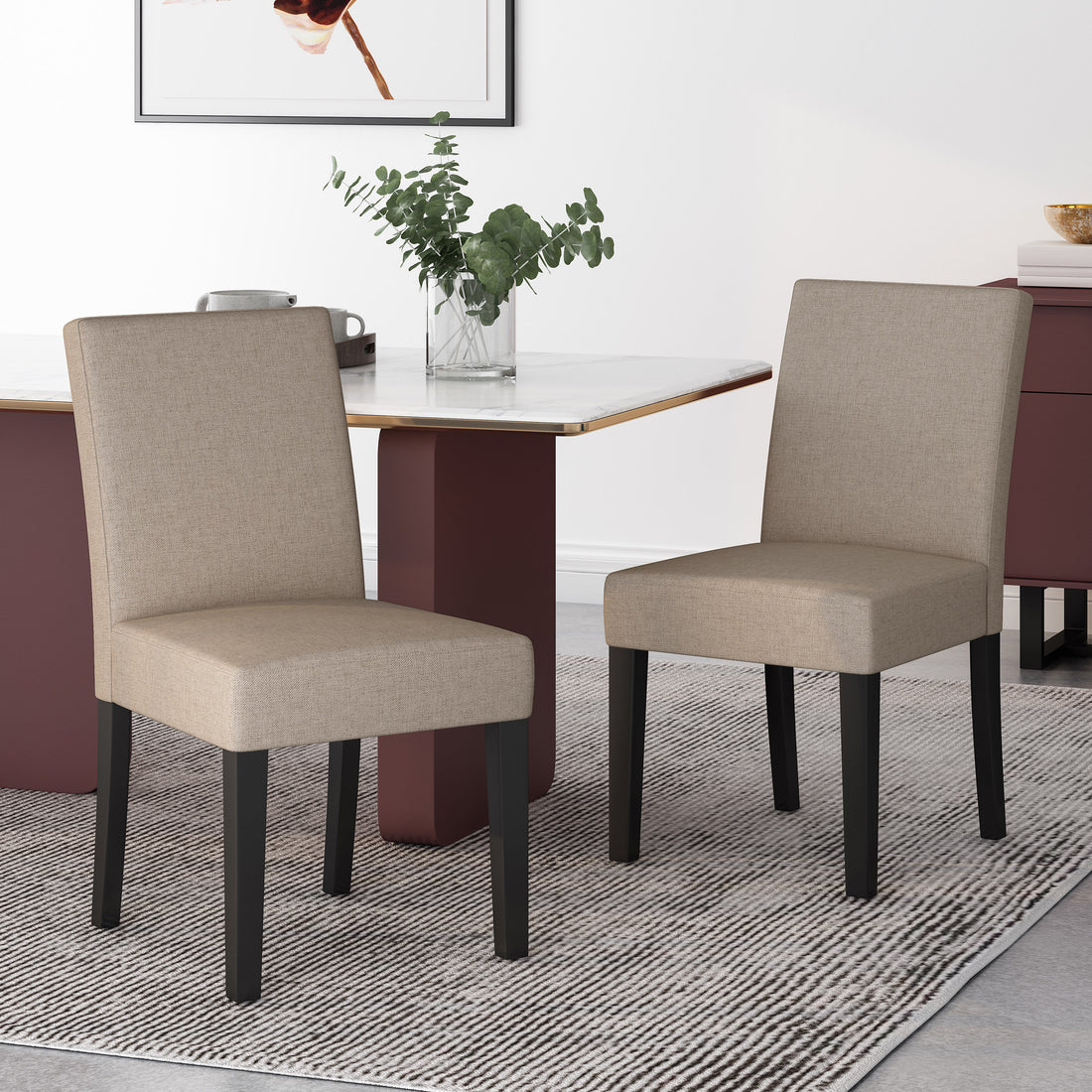 Dining Chair Taupe Fabric