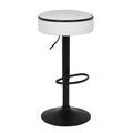 Round Storage Bar Stool Set Of 2, White Faux Leather Height Adjustable Barstool, 360 Counter Height Swivel Stool, Armless Bar Chair With Metal Frame For Kitchen Counter Dining Living Room White Pu Set Of 2 Foam Pu Leather