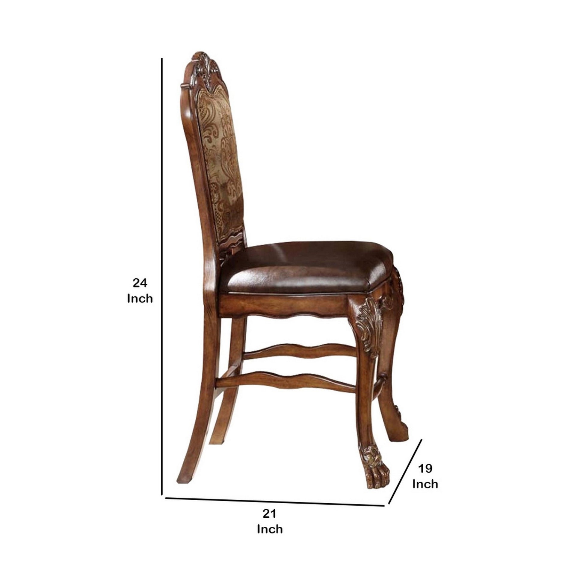 Wooden Counter Height Chaircherry Oak Brown, Set Of 2 Brown Wood