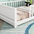 Twin Size Floor Platform Bed With Built In Book Storage Rack,White Twin White American Design Pine