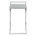 Accent Table, C Shaped, End, Side, Snack, Living Room, Bedroom, Grey Laminate, Chrome Metal, Contemporary, Modern Grey Particle Board