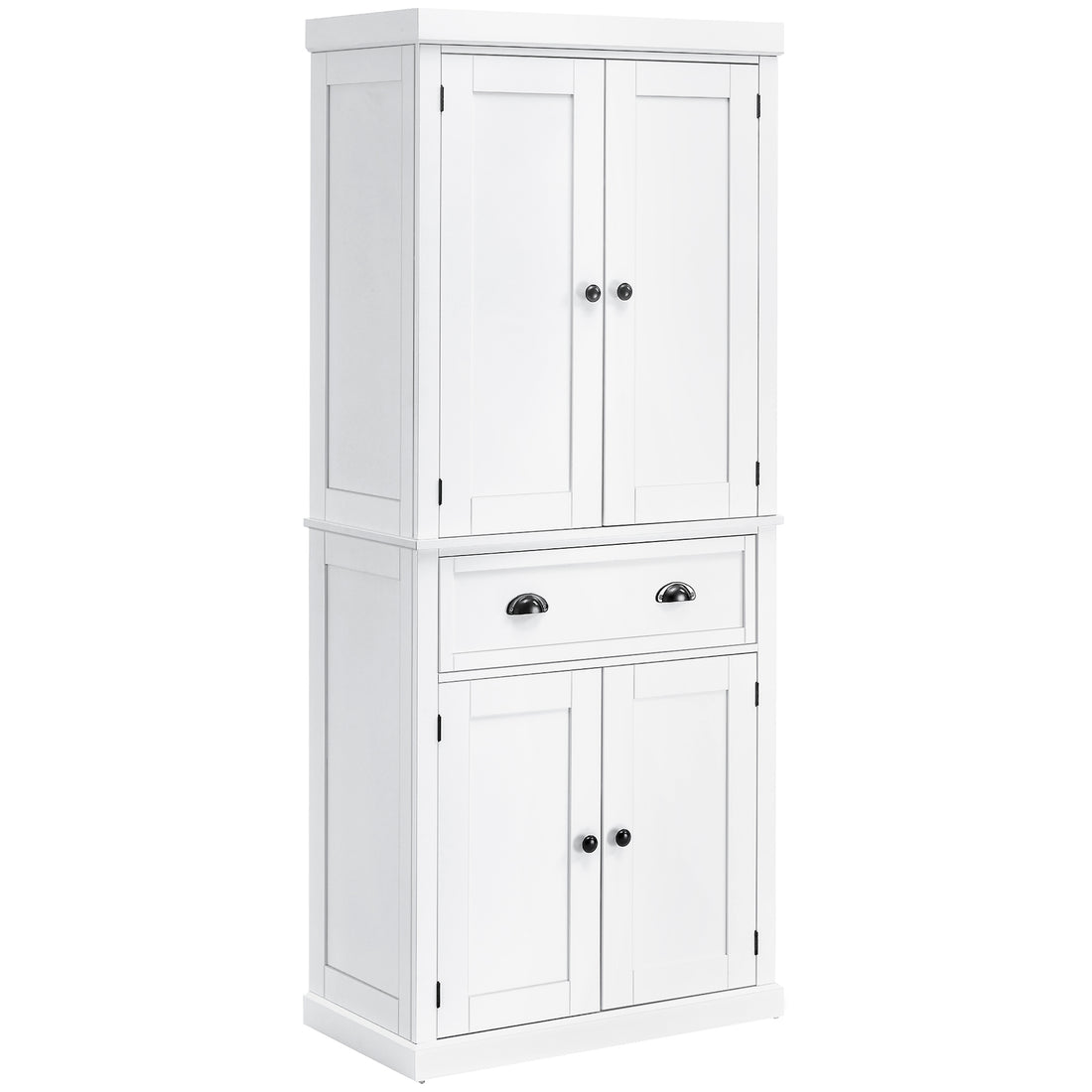 Homcom 72" Freestanding Kitchen Pantry Cabinet, Tall Storage Cabinet With 2 Door Cupboards, Drawer And Adjustable Shelves, White White Mdf