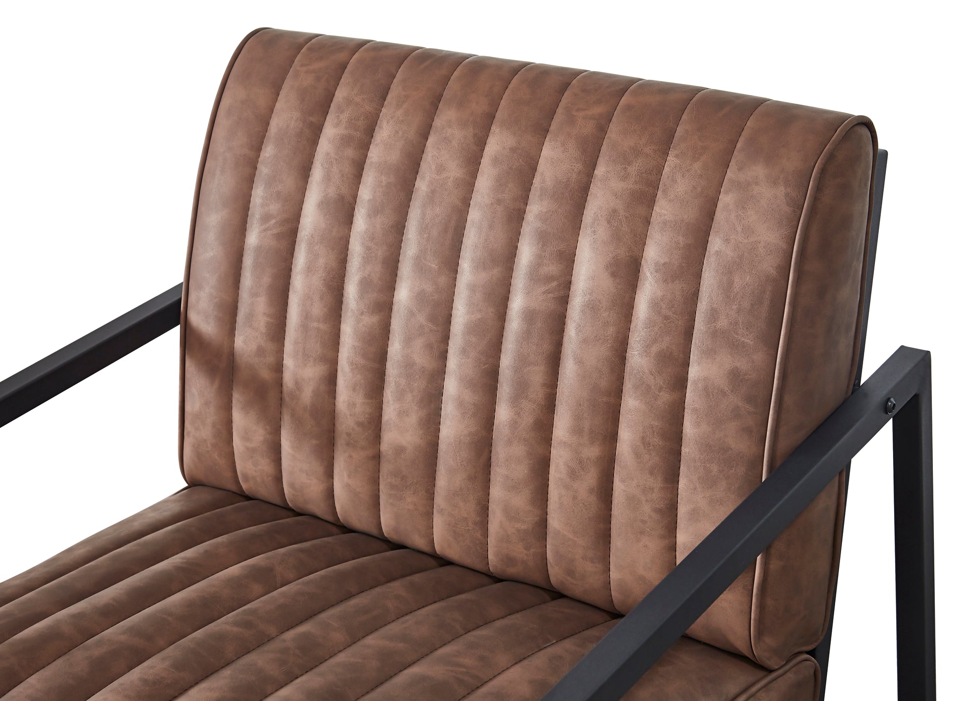 Modern Design High Quality Pu Brown Steel Armchair For Kitchen, Dining, Bedroom, Living Room Brown Upholstered Leather