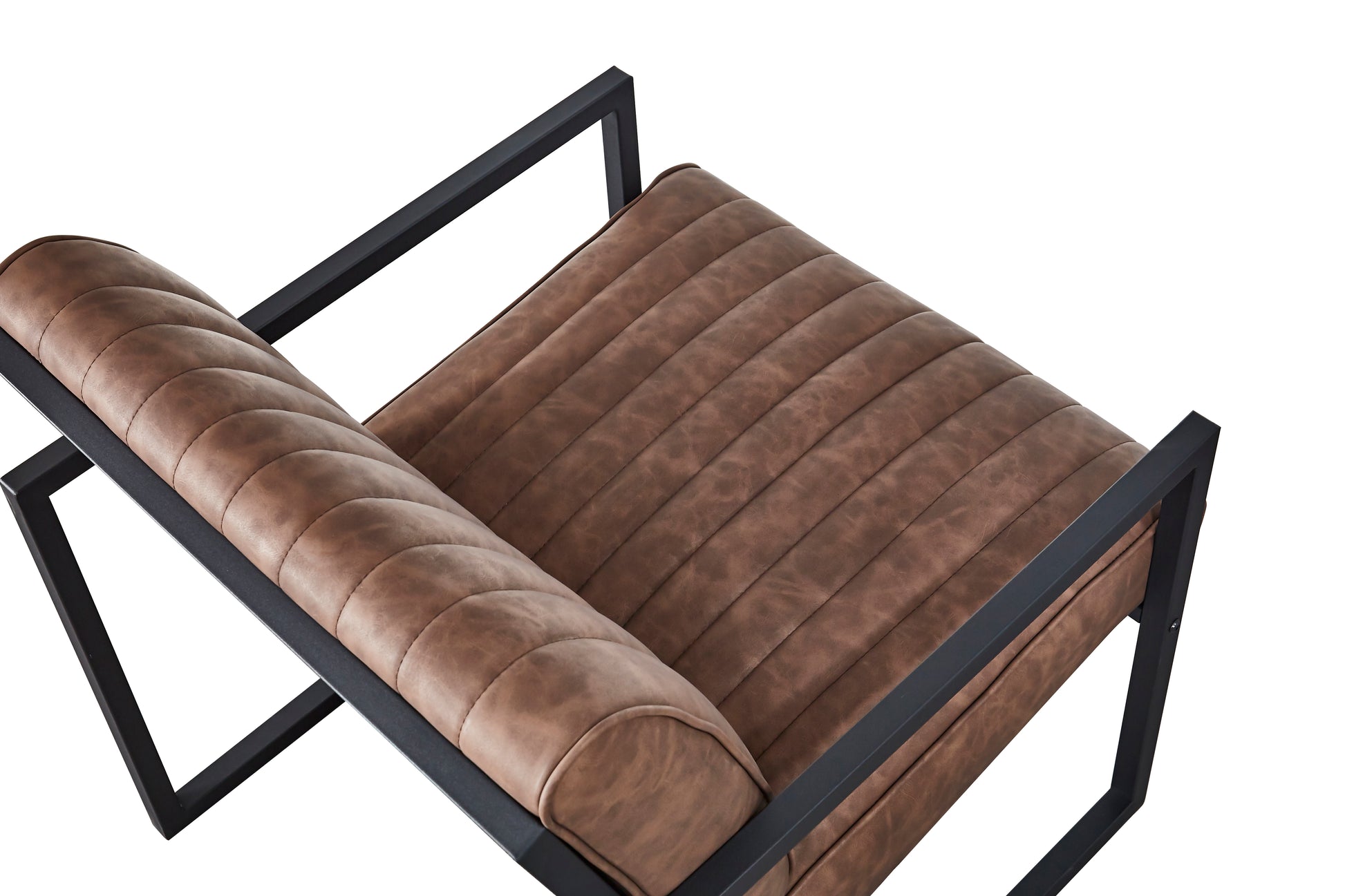 Modern Design High Quality Pu Brown Steel Armchair For Kitchen, Dining, Bedroom, Living Room Brown Upholstered Leather