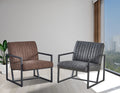 Modern Design High Quality Pu Grey Steel Armchair For Kitchen, Dining, Bedroom, Living Room Grey Upholstered Leather