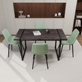 Mdf Black Wooden Dining Table And Modern Dining Chair 4 Piece Set, Medieval Wooden Kitchen Dining Table Set, Rectangular Metal Base, Dining Table And Suede Chair Brown Green Mdf