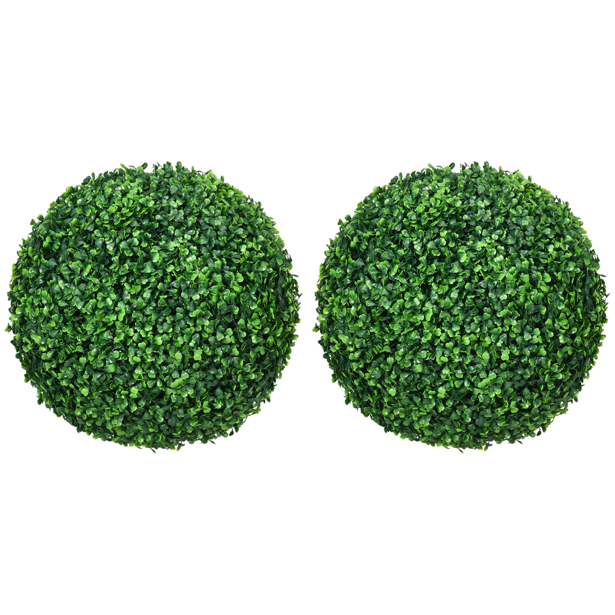 Homcom Set Of 2 15.75 Inch Artificial Ball Boxwood Topiary Trees Balls, Indoor Outdoor Fake Plants For Home, Office & Living Room Decor Green Plastic