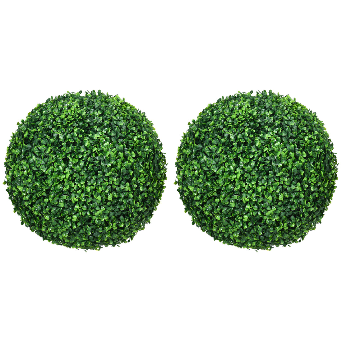 Homcom Set Of 2 15.75 Inch Artificial Ball Boxwood Topiary Trees Balls, Indoor Outdoor Fake Plants For Home, Office & Living Room Decor Green Plastic