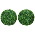 Homcom Set Of 2 15.75 Inch Artificial Ball Boxwood Topiary Trees Balls, Indoor Outdoor Fake Plants For Home, Office & Living Room Decor Green Plastic