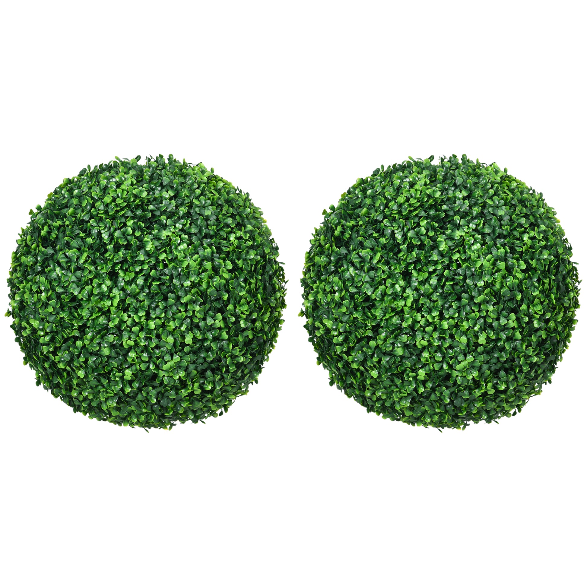 Homcom Set Of 2 15.75 Inch Artificial Ball Boxwood Topiary Trees Balls, Indoor Outdoor Fake Plants For Home, Office & Living Room Decor Green Plastic