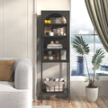 Metal Glass Door Display Storage Cabinet 5 Tier Cube Bookshelf Storage Cabinet With 3 Adjustable Shelves For Kitchen, Dining Room, Living Room, Bathroom, Home Office,Black Accent Chests 5 Or More Shelves Antique Black Primary Living Space Glass Doors