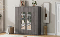 4 Door Mirror Wardrobe With Shelves, Gray Gray Plywood