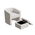 Accent Chair White Sofa Chair One Set, Modern Living Room Side Chair, Single Sofa Chair, Footstool With Storage, Suitable For Bedroom Office Reading Space, Study Cream White Cream White Foam Velvet