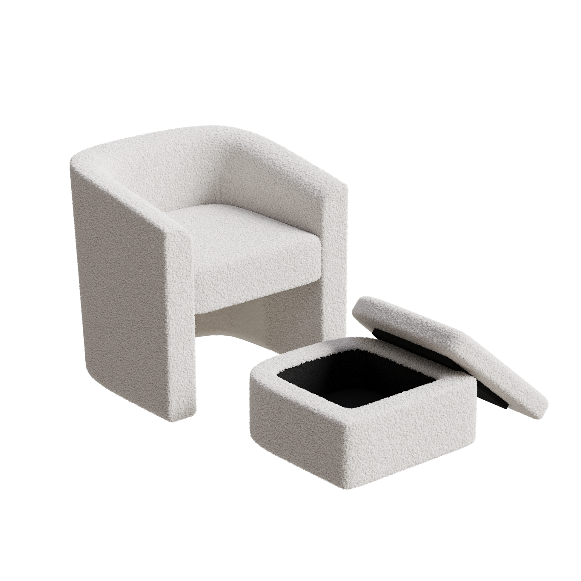 Accent Chair White Sofa Chair One Set, Modern Living Room Side Chair, Single Sofa Chair, Footstool With Storage, Suitable For Bedroom Office Reading Space, Study Cream White Cream White Foam Velvet