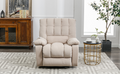 Massage Recliner Chair Electric Power Lift Recliner Chairs With Heat, Vibration, Side Pocket For Living Room Bedroom, Beige Beige Velvet