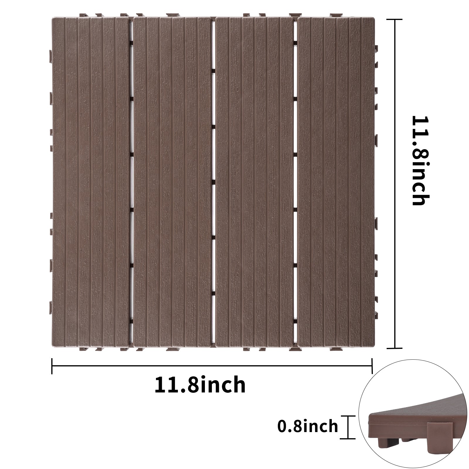 Plastic Interlocking Deck Tiles, 11.8"X11.8" Pack Of 44 , Patio Flooring Outdoor Waterproof All Weather Use For Garden Poolside Front Back Yard, Light Coffee Color Light Coffee Plastic