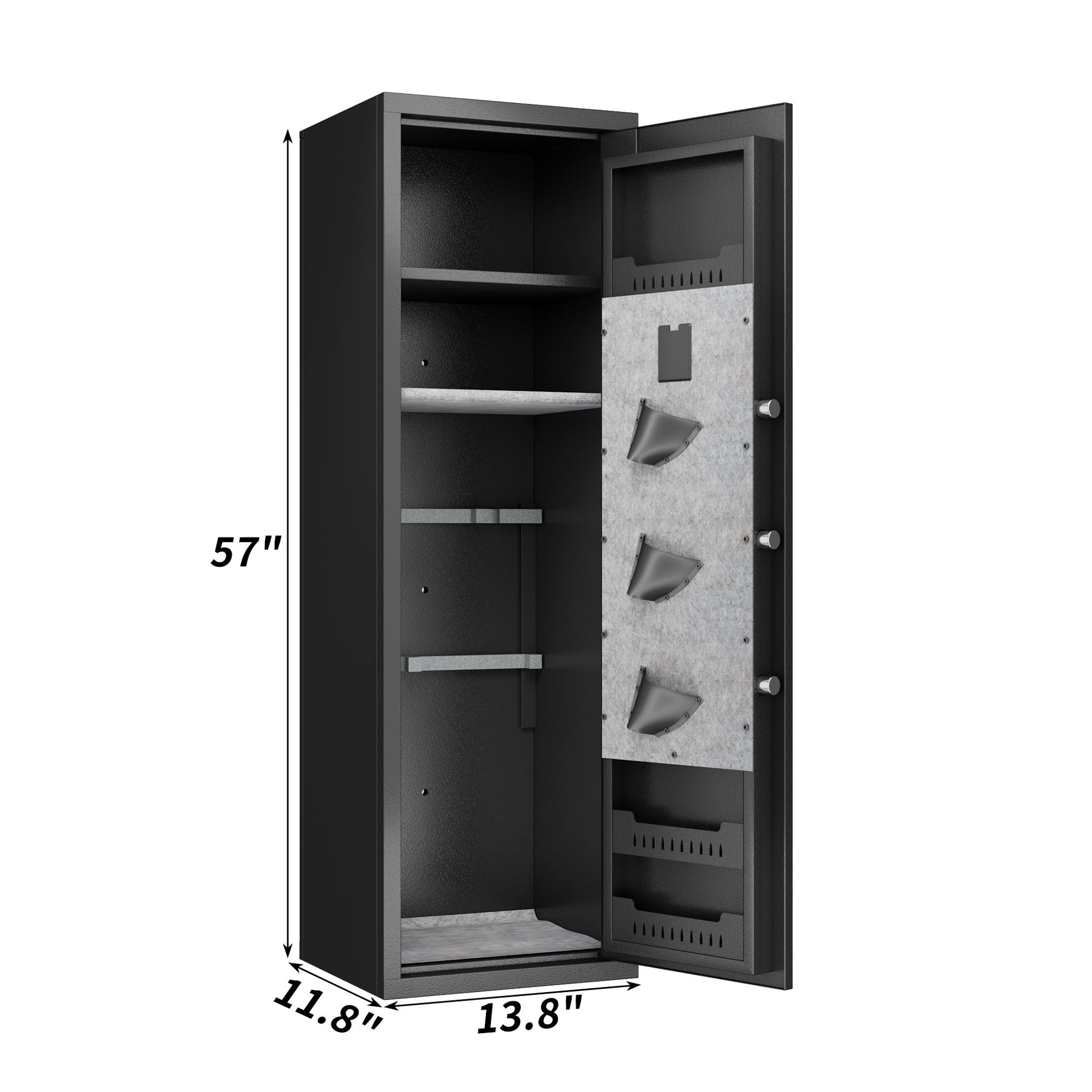 Gun Safes For Home Rifle And Pistols, Fingerprint Electronic Safe With Quick Access, Detachable Partition, No Assembly Required, Black Black Bedroom Classic Metal Metal