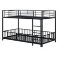 Twin Over Twin Size Metal Bunk Bed With Slide And Guardrails, Black Twin Black Metal