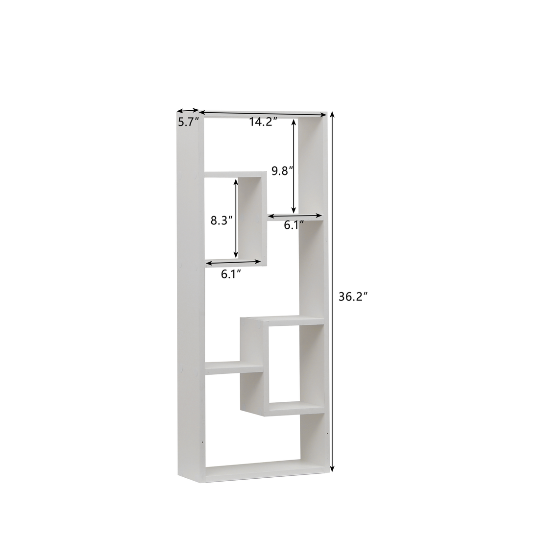 Bookshelf, Freestanding Wood Open Bookcase With 5 Cubes, With 2 Keyhole Hangers, Home Office D Cor Rectangular Storage Shelf Display Rack For Study Living Room White White Wood Synthetic Wood