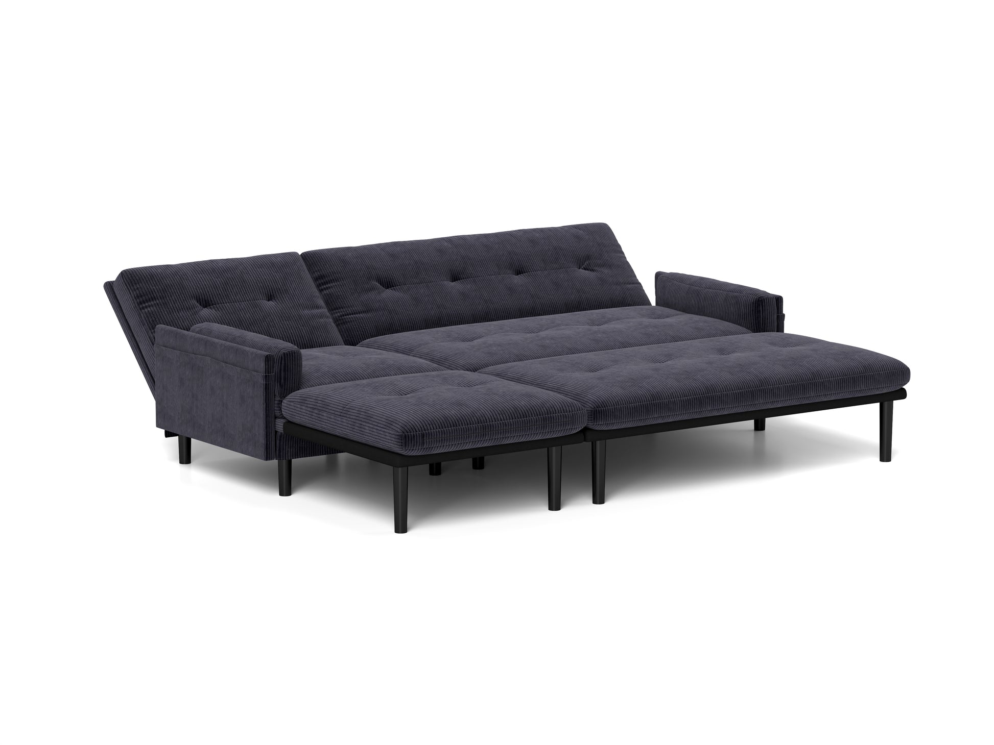 Grey Corduroy Sectional Sofa: Convertible 3 Seaters Sofa, L Shaped Sofa, And Bed Grey Velvet Metal Primary Living Space Medium Soft Loose Back Pillow Top Arms Foam Fabric Metal 3 Seat