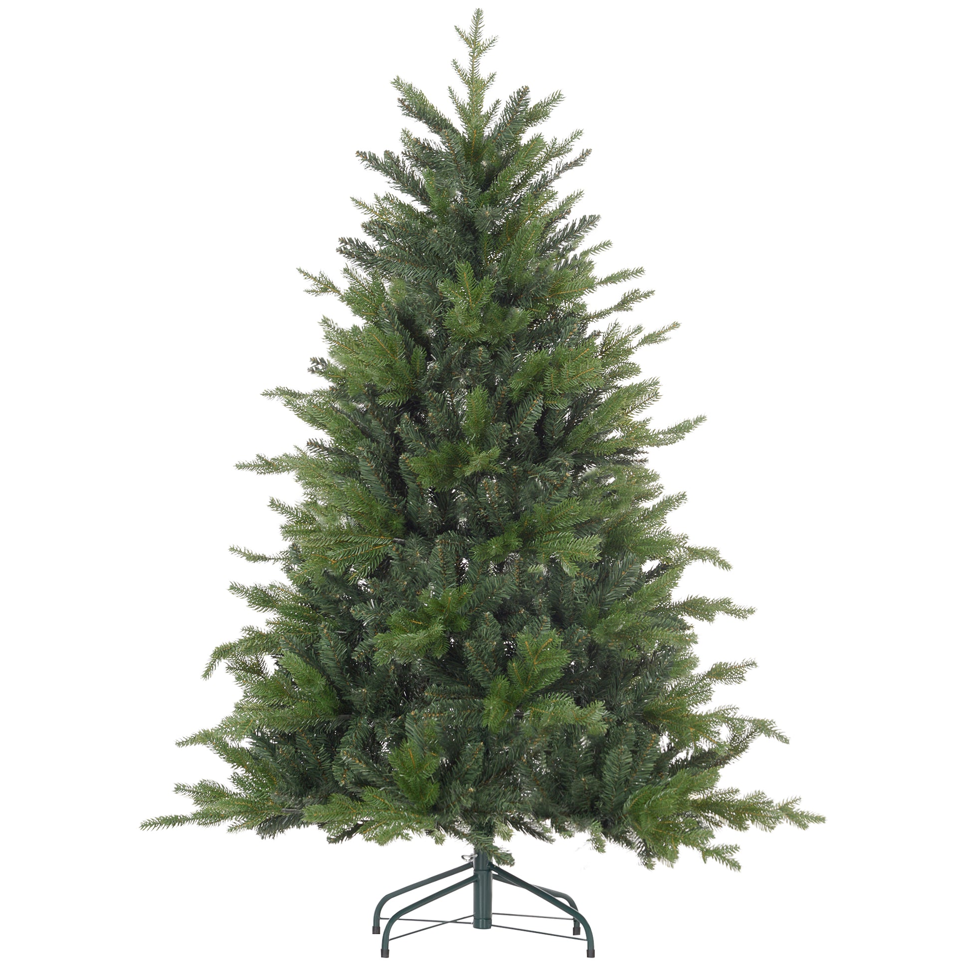 Homcom 5Ft Artificial Christmas Tree With 1309 Tips, Foldable Metal Stand, Easy Assembly, Hinged Xmas Tree For Home, Office, Holiday, Green Green Plastic