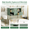36'' Bathroom Vanity With Resin Sink Combo Set, Modern Freestanding Single Bathroom Cabinet With 2 Drawers & 2 Storage Compartments, Storage Cabinet For Bathroom, Solid Wood Frame Vanity Set, Green Green Bathroom Modern Mdf