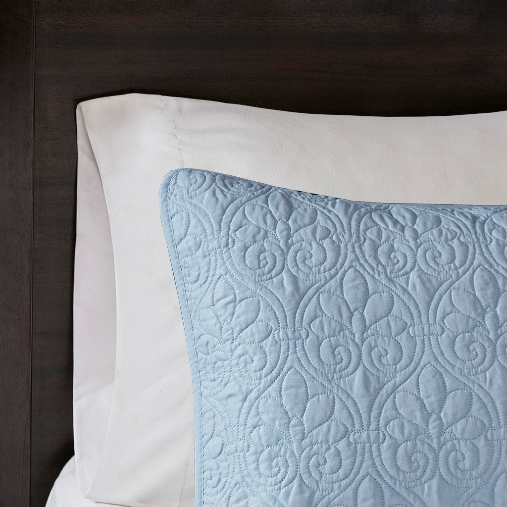Reversible Quilt Set Blue King Cal King Blue Cotton