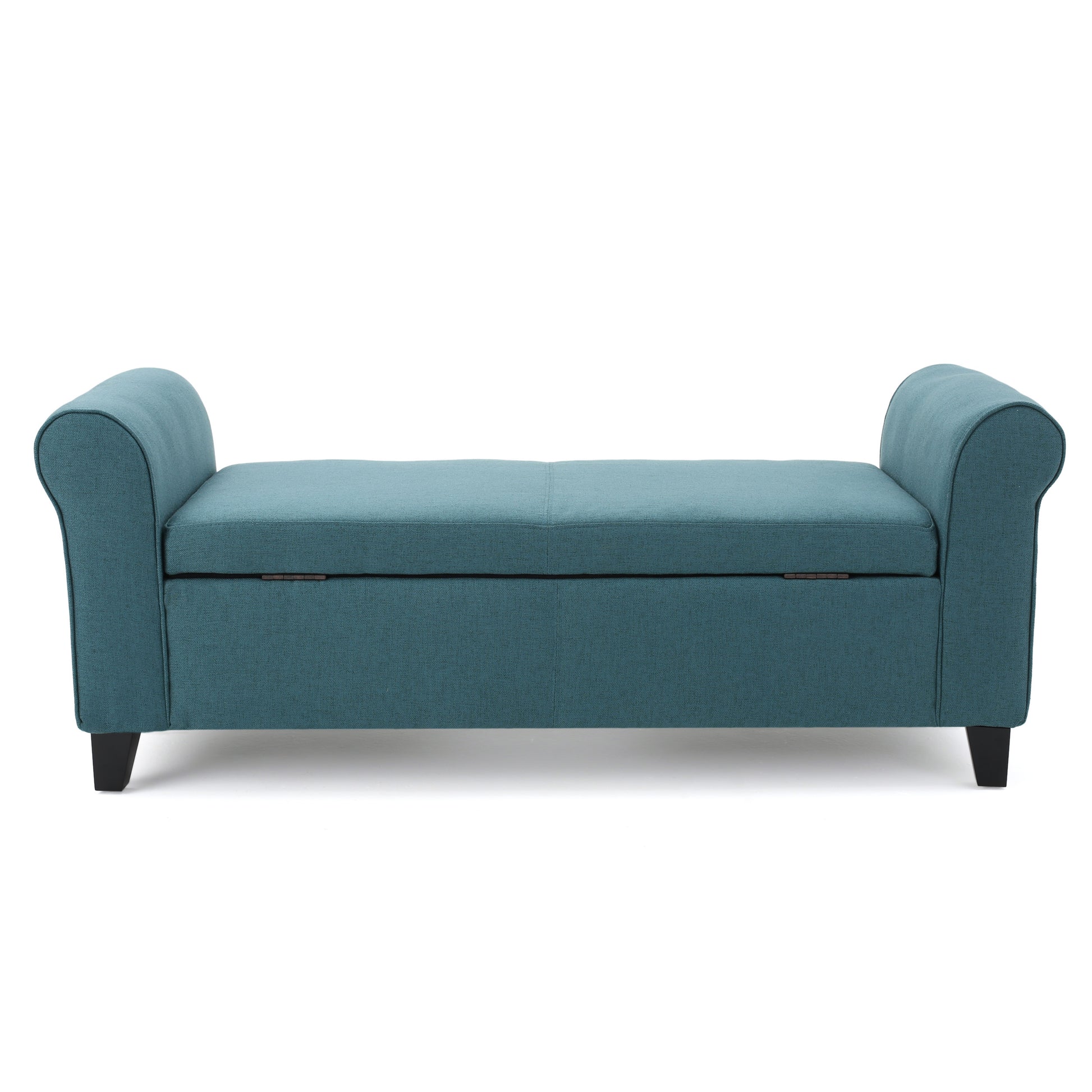 Hayes Armed Storage Bench Teal Fabric